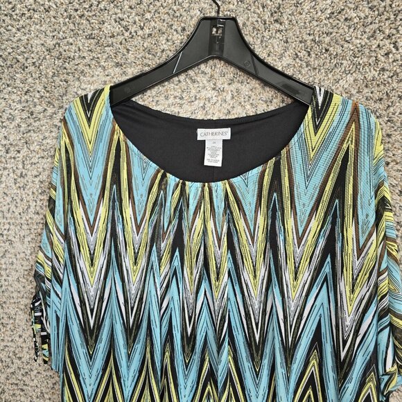 Catherines Top Womens Plus 2X Blue Mesh Scoop Neck Short Sleeve Blouse Ladies - Picture 4 of 7